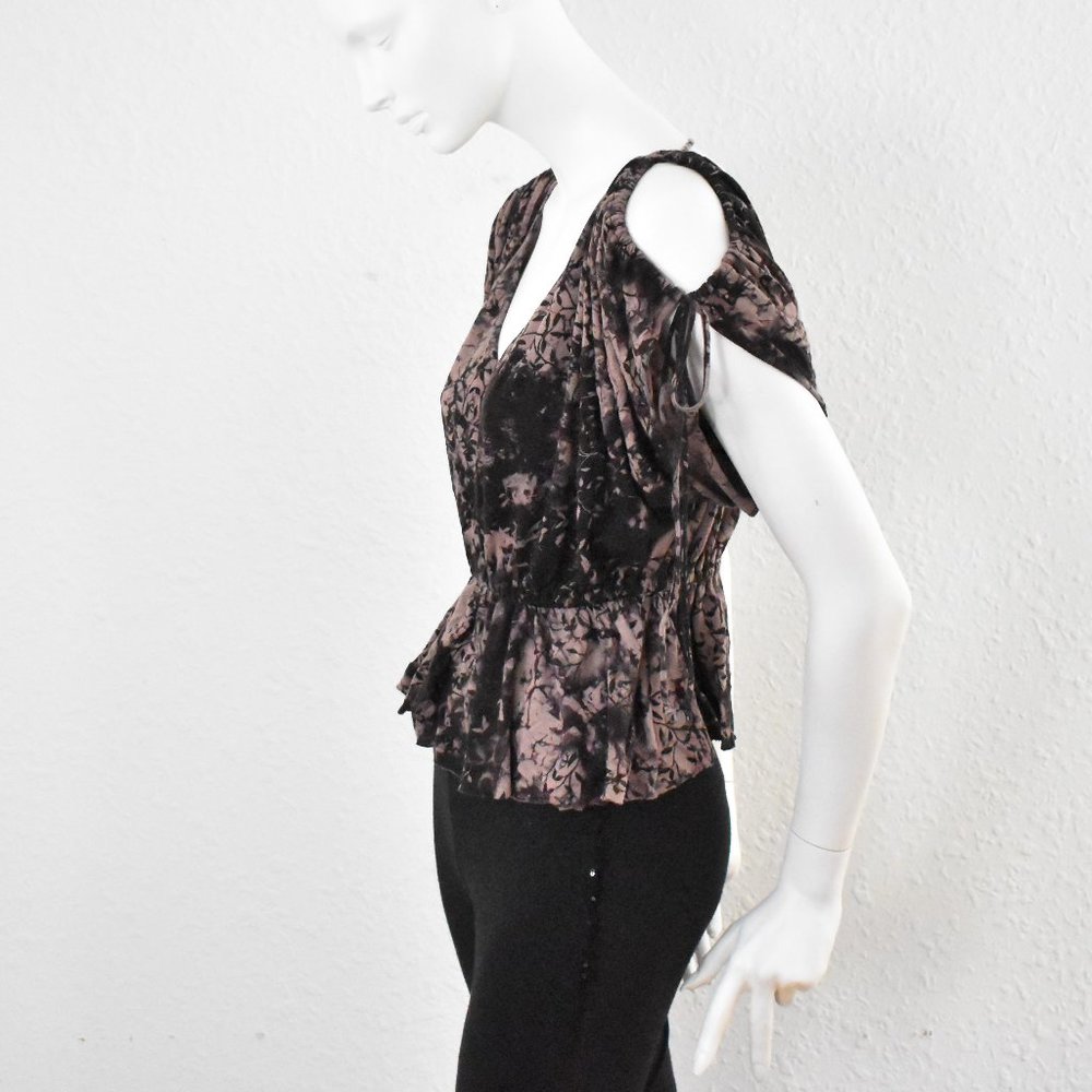 Free People Cold Shoulder Deep V Neck Top Size S